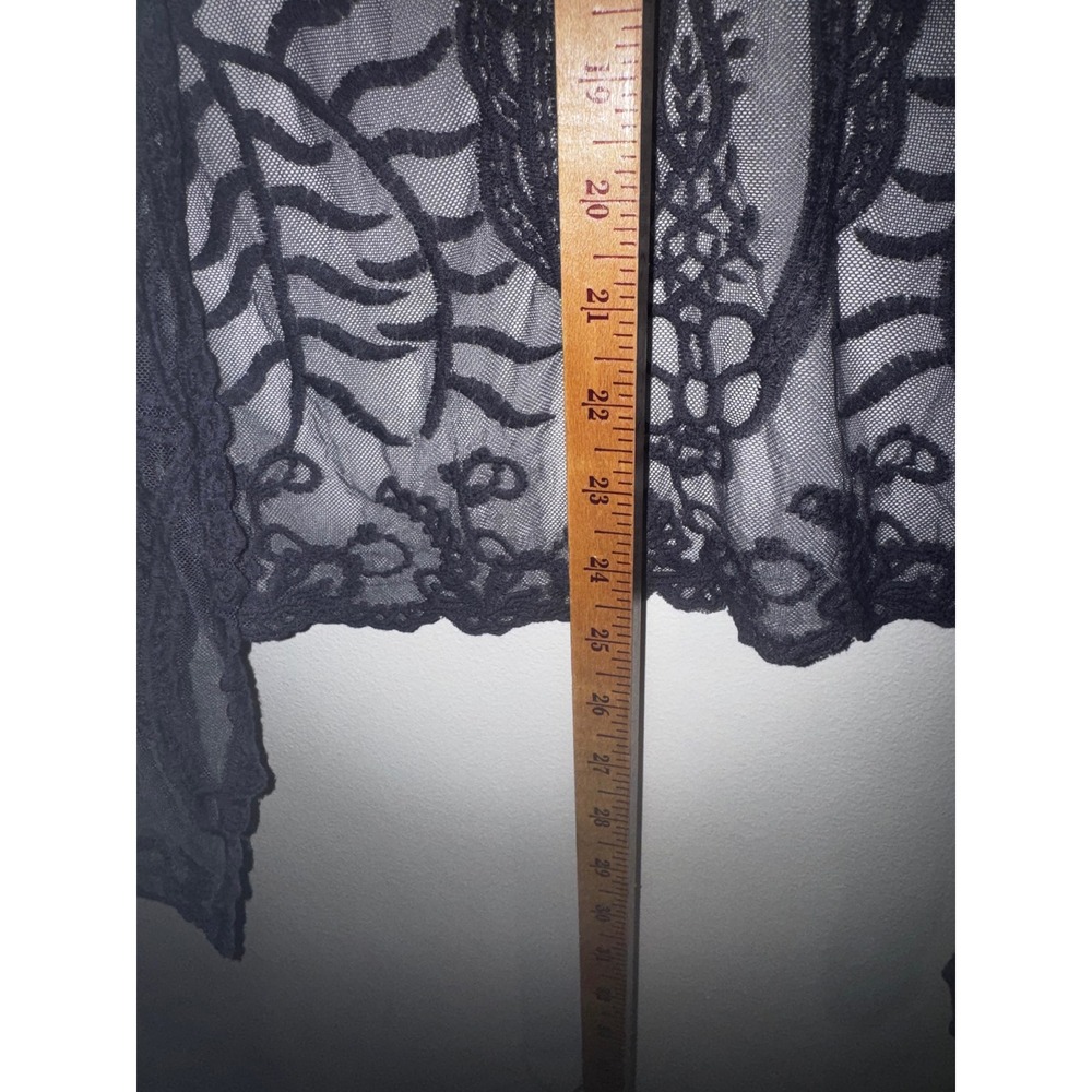 Sundance Women Charcoal Grey Sheer Floral Lace Open Front Kimono Cardigan Large - Picture 7 of 9